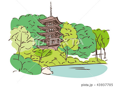 Yamaguchi Prefecture Yamaguchi City Shokoji Stock Illustration