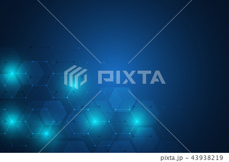 Abstract science and technology concept from hexagonal elements. Polygonal geometric design with Abstract science and technology concept from hexagonal elements. Polygonal geometric design with 43938219