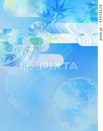 和の背景-和紙-夏-紅葉-ブルー 43938328