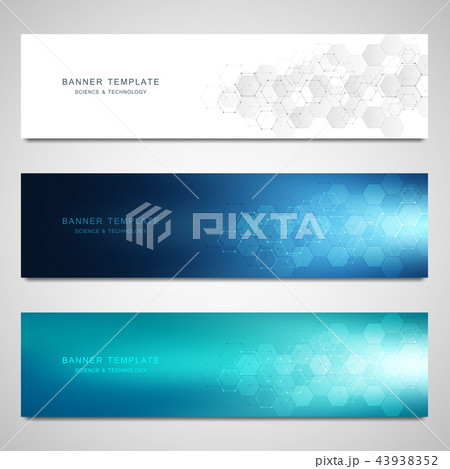 Vector banners for science and digital technology. Geometric abstract background with hexagons 43938352