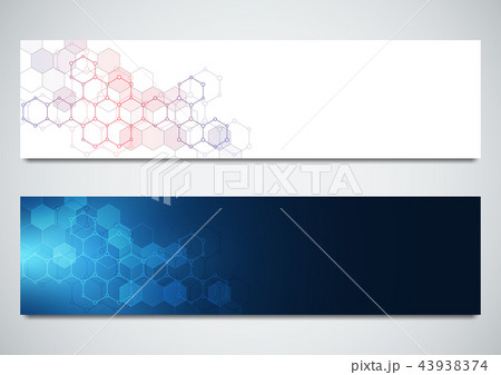 Vector banners for science and digital technology. Geometric abstract background with hexagons 43938374