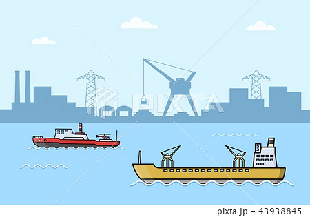 Commercial cargo ships. Sea transport logistics. Commercial cargo ships. Sea transport logistics. 43938845