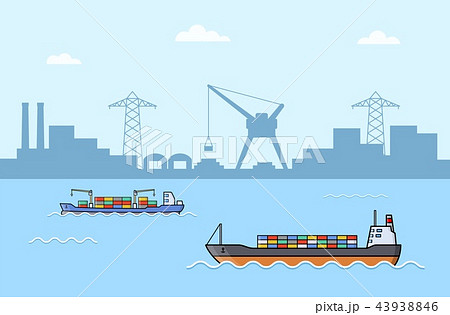 Commercial cargo ships. Sea transport logistics. Commercial cargo ships. Sea transport logistics. 43938846