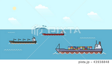 Commercial cargo ships. Sea transport logistics. Commercial cargo ships. Sea transport logistics. 43938848