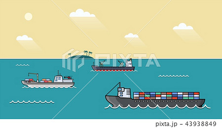 Commercial cargo ships. Sea transport logistics. Commercial cargo ships. Sea transport logistics. 43938849