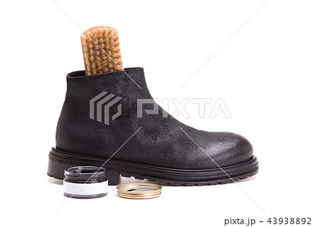 Cleaning and care of shoes on a white background. Cleaning and care of shoes on a white background. 43938892