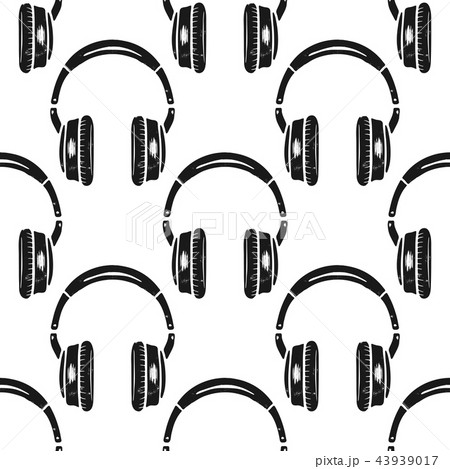 Headphones Seamless Pattern Music Symbol のイラスト素材