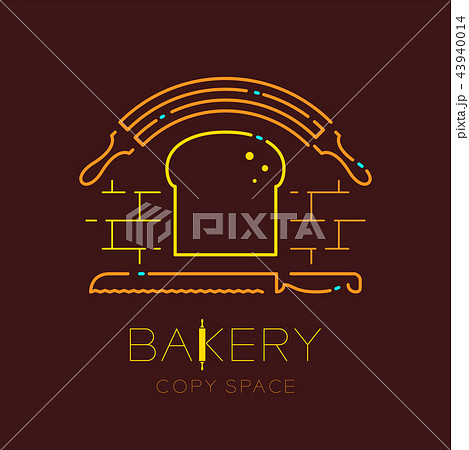 Bread, rolling pin and bread knife  logo icon 43940014