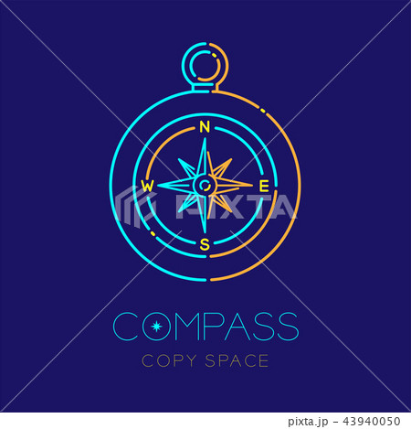 Compass Logo Icon Outline Stroke Set Dash Lineのイラスト素材