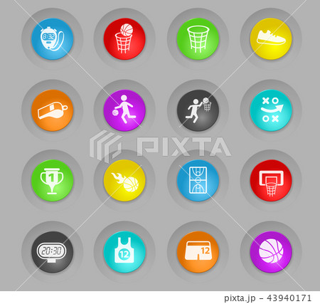 basketball colored plastic round buttons icon set basketball colored plastic round buttons icon set 43940171