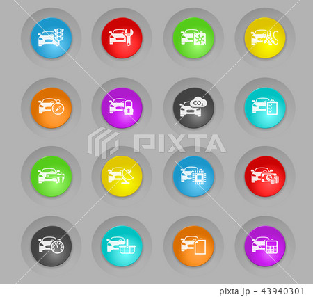 car service colored plastic round buttons icon set 43940301