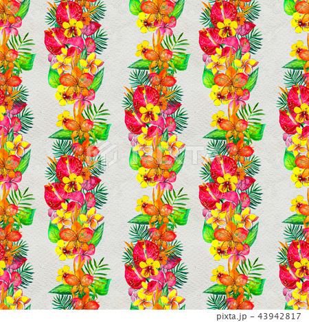 Seamless pattern With Tropical Flowers. Watercolor Background Seamless pattern With Tropical Flowers. Watercolor Background 43942817