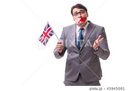 Businessman in censorship concept isolated on white 43945091