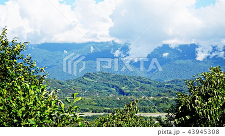 beautiful view of the mountains, clouds, town 43945308
