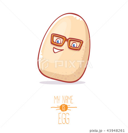 cute white egg cartoon kawaii character isolated on white background. My name is egg vector concept 43948261