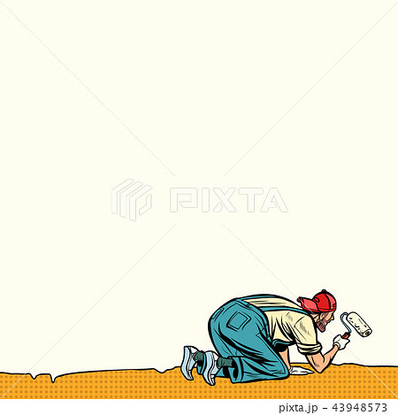 worker painter paints wall at the bottom 43948573