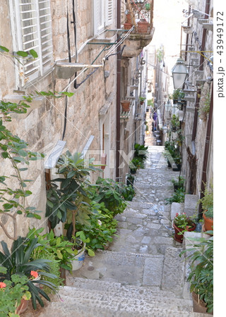 クロアチア ドゥブロヴニクの路地裏の写真素材