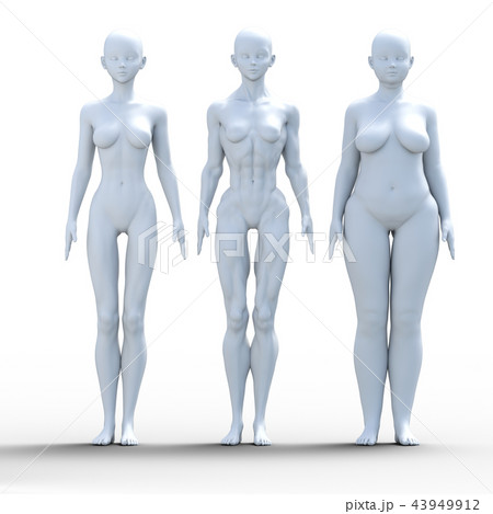 ダイエットイメージ　ビフォーアフター　perming3dCGイラスト素材 43949912
