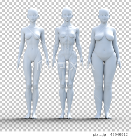 ダイエットイメージ　ビフォーアフター　perming3dCGイラスト素材 43949912