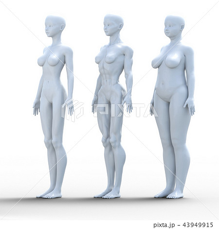 ダイエットイメージ　ビフォーアフター　perming3dCGイラスト素材 43949915