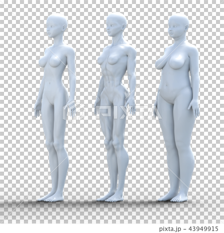 ダイエットイメージ　ビフォーアフター　perming3dCGイラスト素材 43949915