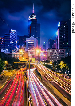 Street traffic in Hong Kong at night 43954882