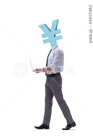 Businessman with japanese yen sign instead of head Businessman with japanese yen sign instead of head 43955962