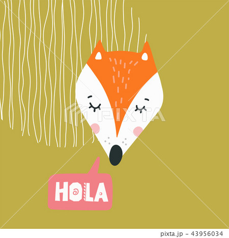 Cute fox head vector illustration 43956034