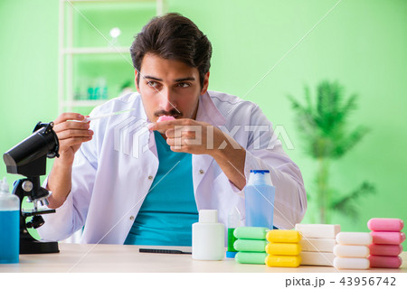 Chemist testing soap in the lab Chemist testing soap in the lab 43956742