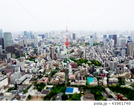 ミニチュアのような東京タワーと街並み ミニチュアのような東京タワーと街並み 43961740