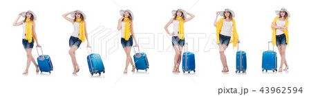 Woman going to summer vacation isolated on white Woman going to summer vacation isolated on white 43962594