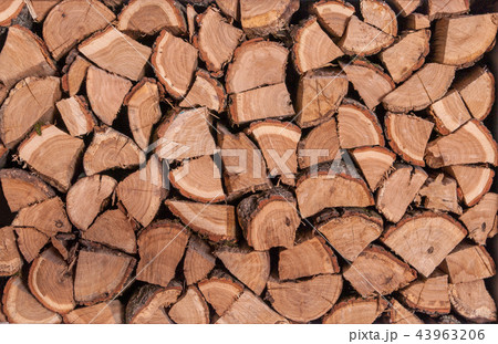 Wooden logs, beams, firewood. A lot of wood. Wooden logs, beams, firewood. A lot of wood. 43963206