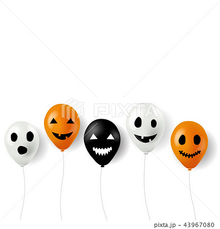 Halloween Balloons Border White Background Halloween Balloons Border White Background 43967080
