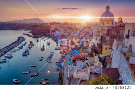 Beautiful sunset in Procida island, Italy Beautiful sunset in Procida island, Italy 43968120