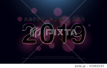 2019 Happy New Year Glitch Modern Style logo 43969285