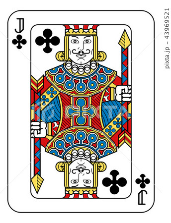 Playing Card Jack of Clubs Yellow Red Blue Black Playing Card Jack of Clubs Yellow Red Blue Black 43969521