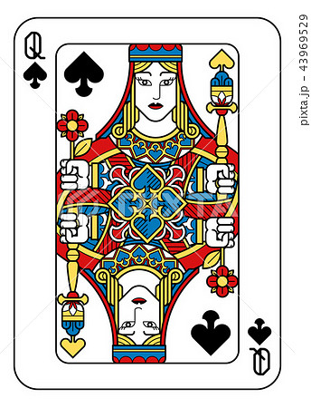 Playing Card Queen of Spades Yellow Red Blue Black Playing Card Queen of Spades Yellow Red Blue Black 43969529