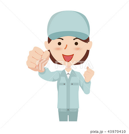 作業員　女性　ガッツポーズ 43970410