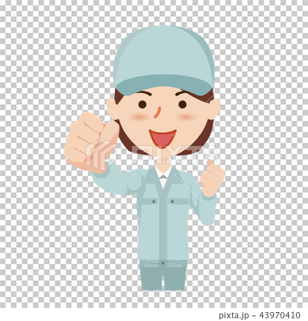 作業員　女性　ガッツポーズ 43970410