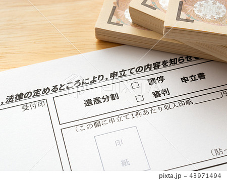 遺産分割調停　家事調停　相続　家庭裁判所　調停　審判　申立書 43971494