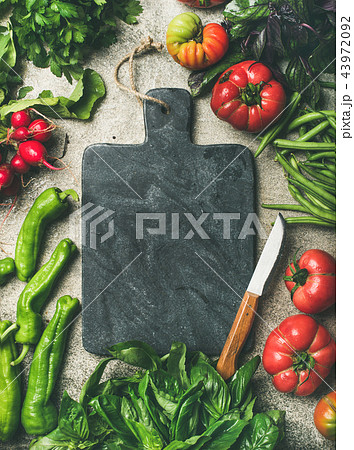 Healthy seasonal food cooking background with seasonal vegetables Healthy seasonal food cooking background with seasonal vegetables 43972092