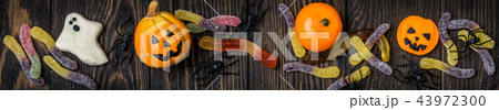 Horizontal banner with Halloween ornament 43972300