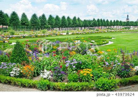 Exquisite flower bed in a public park.  43973624
