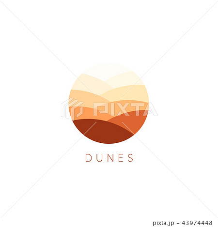 Sand dunes vector icon. Desert landscape logo template. Abstract round flat style logotype. Sand dunes vector icon. Desert landscape logo template. Abstract round flat style logotype. 43974448