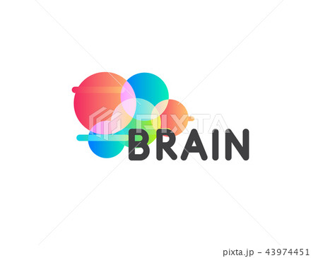 Color round shape vector icon. Creative brain logo template. Round science technology logotype 43974451