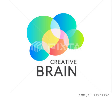 Color round shape vector icon. Creative brain logo template. Round science technology logotype 43974452