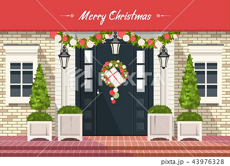 Christmas decoration of entrance doors 43976328