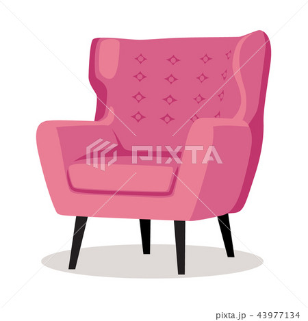 Modern pink soft armchair with upholstery - interior design element isolated on white background. 43977134