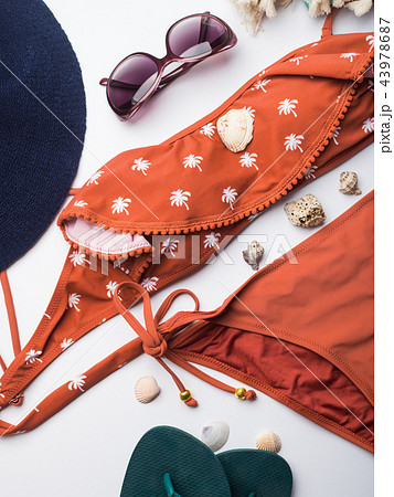 Beach female fashion accessories on white Beach female fashion accessories on white 43978687