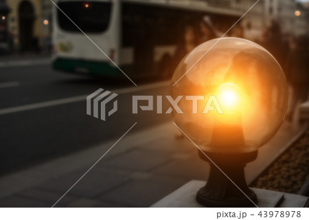 garden lights with solar battery in the street 43978978